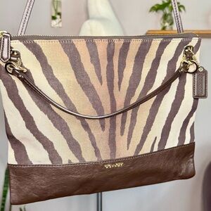 Coach Zebra Print Brown and Cream Women's Bag